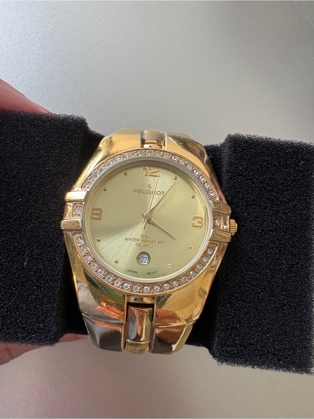 PEUGEOT Faux Diamond Gold Watch Stainless Steel Small to Med Wrist Size